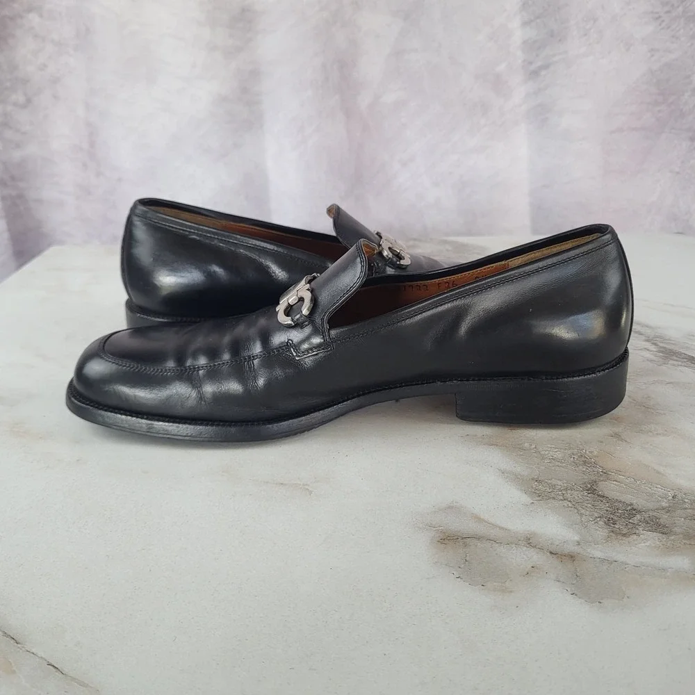 Salvatore Ferragamo Gancini Horsebit Loafers Black Men's Size 8.5 D